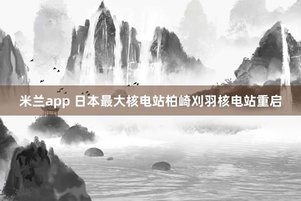 米兰app 日本最大核电站柏崎刈羽核电站重启