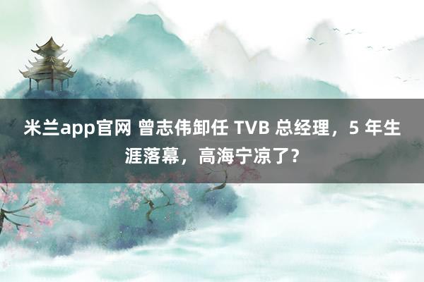 米兰app官网 曾志伟卸任 TVB 总经理,5 年生涯落幕,高海宁凉了?