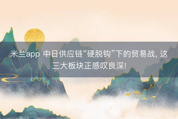 米兰app 中日供应链“硬脱钩”下的贸易战, 这三大板块正感叹良深!
