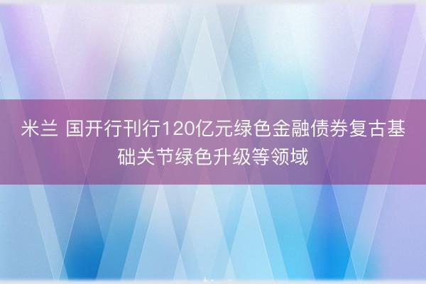 米兰 国开行刊行120亿元绿色金融债券复古基础关节绿色升级等领域