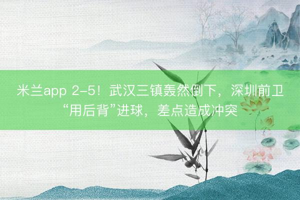 米兰app 2-5!武汉三镇轰然倒下,深圳前卫“用后背”进球,差点造成冲突
