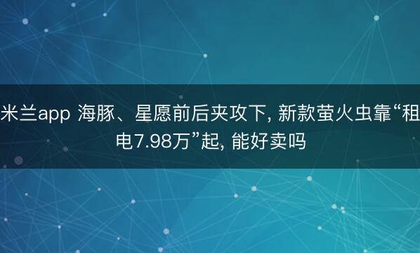 米兰app 海豚、星愿前后夹攻下， 新款萤火虫靠“租电7.98万”起， 能好卖吗