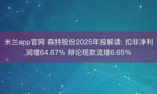 米兰app官网 森特股份2025年报解读: 扣非净利润增64.87% 辩论现款流增6.65%
