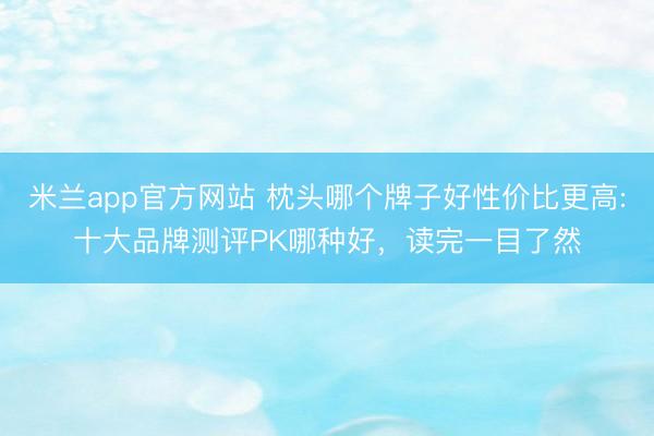 米兰app官方网站 枕头哪个牌子好性价比更高:十大品牌测评PK哪种好，读完一目了然