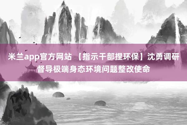 米兰app官方网站 【指示干部捏环保】沈勇调研督导极端身态环境问题整改使命
