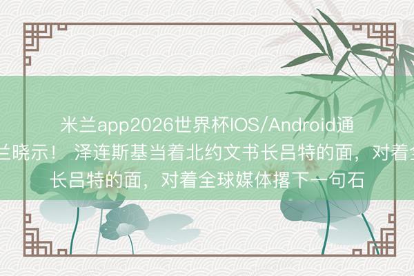 米兰app2026世界杯IOS/Android通用手机版下载 乌克兰晓示! 泽连斯基当着北约文书长吕特的面,对着全球媒体撂下一句石