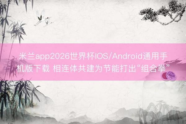米兰app2026世界杯IOS/Android通用手机版下载 相连体共建为节能打出“组合拳”
