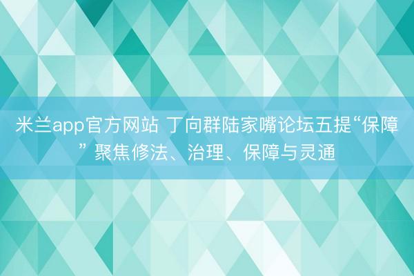 米兰app官方网站 丁向群陆家嘴论坛五提“保障” 聚焦修法、治理、保障与灵通